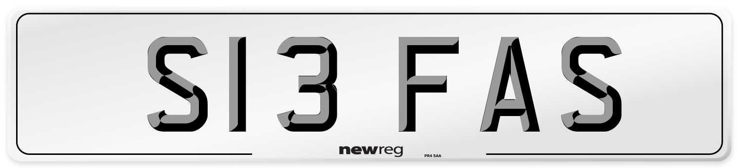 S13 FAS Number Plate from New Reg